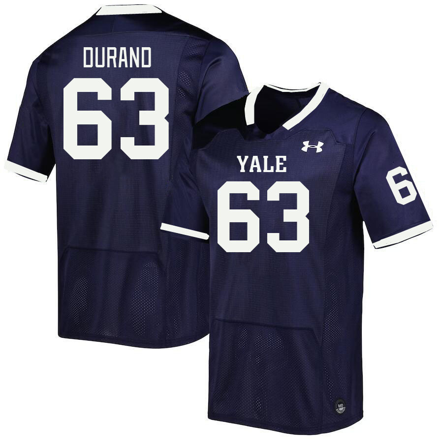 Men-Youth #63 Jonathon Durand Yale Bulldogs 2023 College Football Jerseys Stitched-Blue